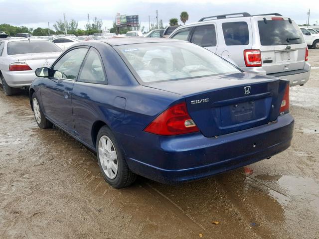 1HGEM229X2L105620 - 2002 HONDA CIVIC EX BLUE photo 3