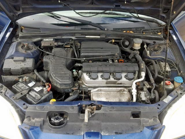 1HGEM229X2L105620 - 2002 HONDA CIVIC EX BLUE photo 7