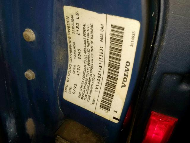 YV1JS8314R1153631 - 1994 VOLVO 940 BLUE photo 10