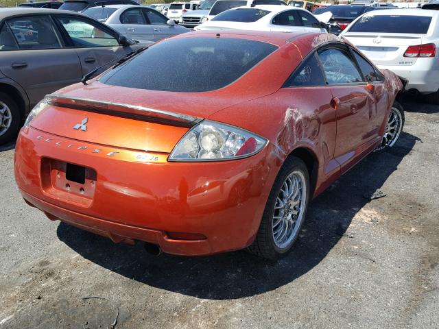 4A3AK34T37E013758 - 2007 MITSUBISHI ECLIPSE GT ORANGE photo 4