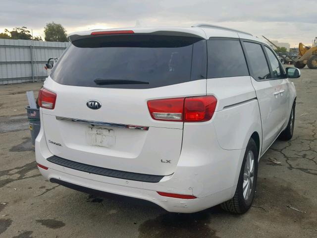 KNDMB5C13G6102641 - 2016 KIA SEDONA LX WHITE photo 4