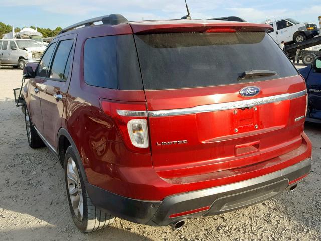 1FM5K7F88EGA99781 - 2014 FORD EXPLORER L RED photo 3