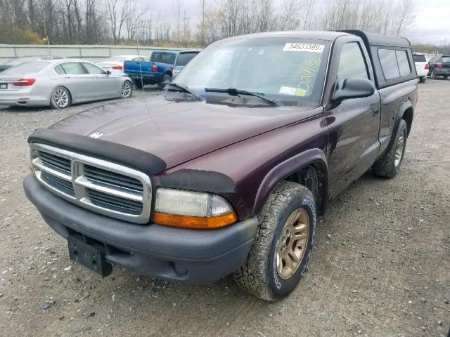 1D7FL16K24S585373 - 2004 DODGE DAKOTA SXT MAROON photo 2