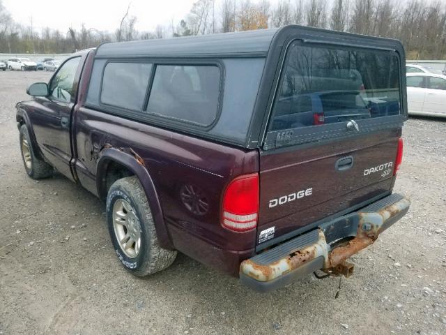 1D7FL16K24S585373 - 2004 DODGE DAKOTA SXT MAROON photo 3