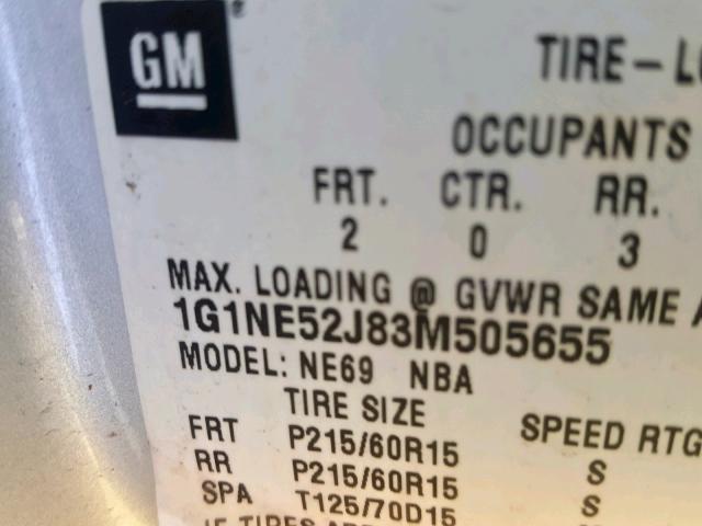 1G1NE52J83M505655 - 2003 CHEVROLET MALIBU LS 银色 照片 10