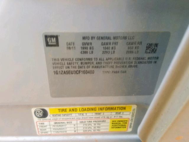 1G1ZA5EU3CF160400 - 2012 CHEVROLET MALIBU LS 银色 照片 10