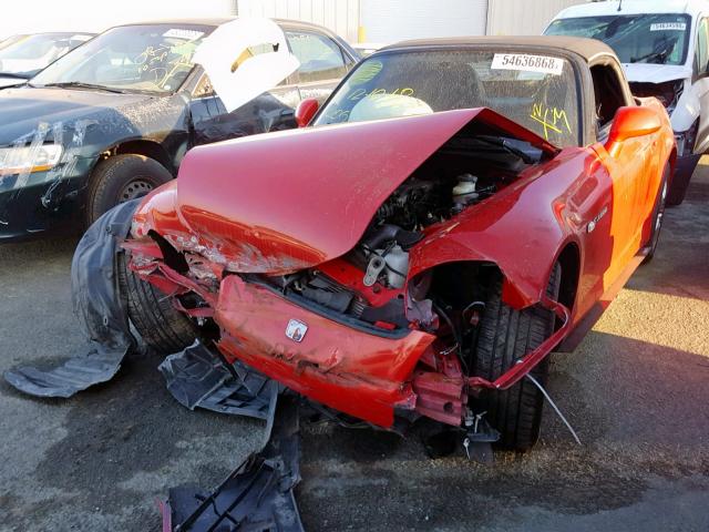 JHMAP1140YT003996 - 2000 HONDA S2000 RED photo 2