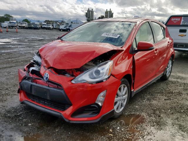 JTDKDTB33H1595597 - 2017 TOYOTA PRIUS C RED photo 2