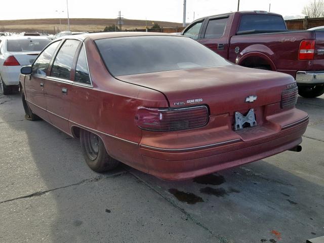 1G1BL53E6NR125584 - 1992 CHEVROLET CAPRICE BURGUNDY photo 3