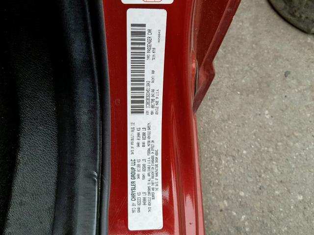 1C3BCBEB2DN511843 - 2013 CHRYSLER 200 TOURIN RED photo 10