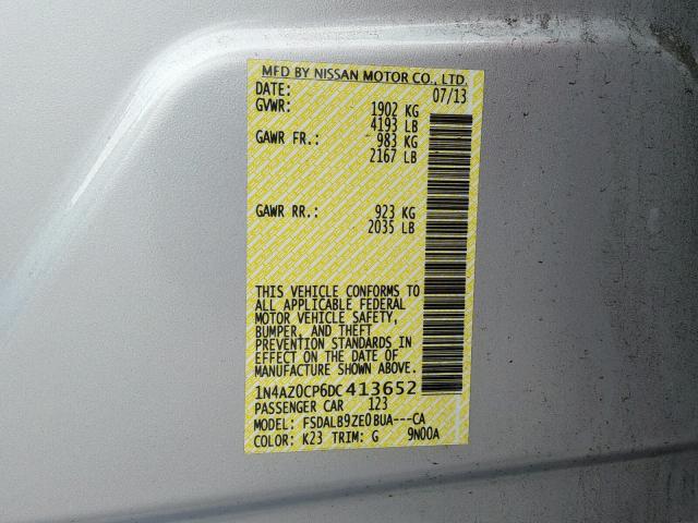 1N4AZ0CP6DC413652 - 2013 NISSAN LEAF S SILVER photo 10