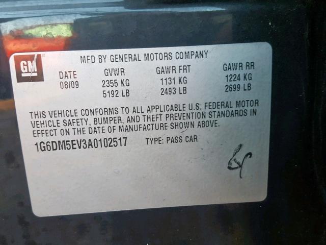 1G6DM5EV3A0102517 - 2010 CADILLAC CTS PERFOR BLACK photo 10