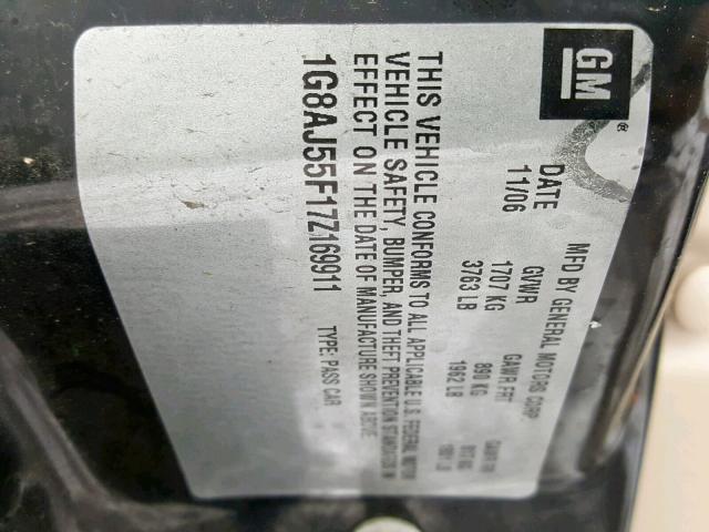 1G8AJ55F17Z169911 - 2007 SATURN ION LEVEL BLUE photo 10