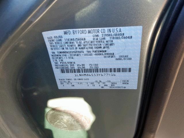 1LNHM86S53Y677416 - 2003 LINCOLN LS أخضر صورة 10