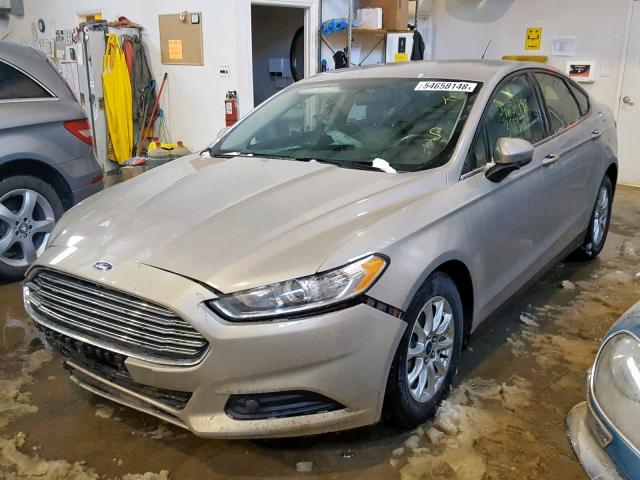 3FA6P0G77FR255123 - 2015 FORD FUSION S BEIGE photo 2