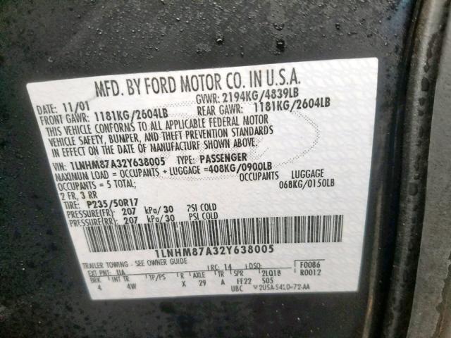 1LNHM87A32Y638005 - 2002 LINCOLN LS 黑色 照片 10