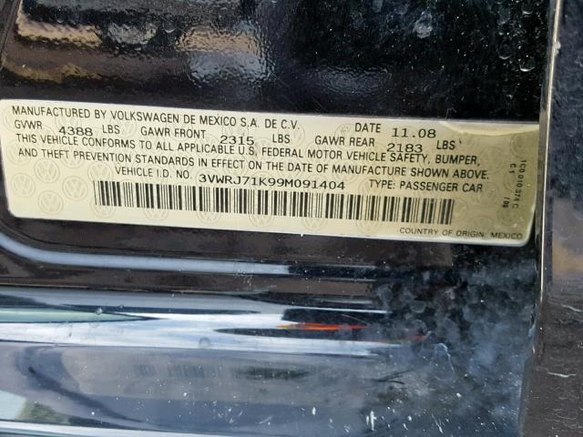 3VWRJ71K99M091404 - 2009 VOLKSWAGEN JETTA WOLF BLACK photo 10