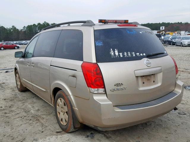 5N1BV28U35N122287 - 2005 NISSAN QUEST S TAN photo 3