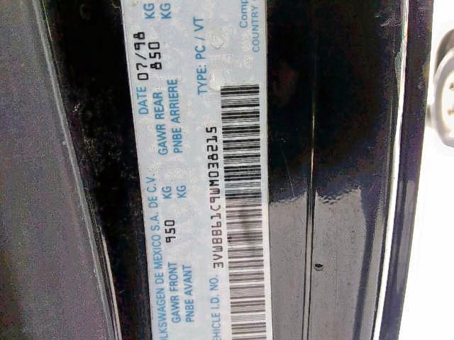 3VWBB61C9WM038215 - 1998 VOLKSWAGEN NEW BEETLE 黑色 照片 9