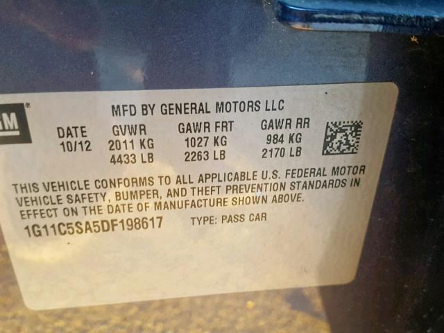 1G11C5SA5DF198617 - 2013 CHEVROLET MALIBU 1LT PURPLE photo 10