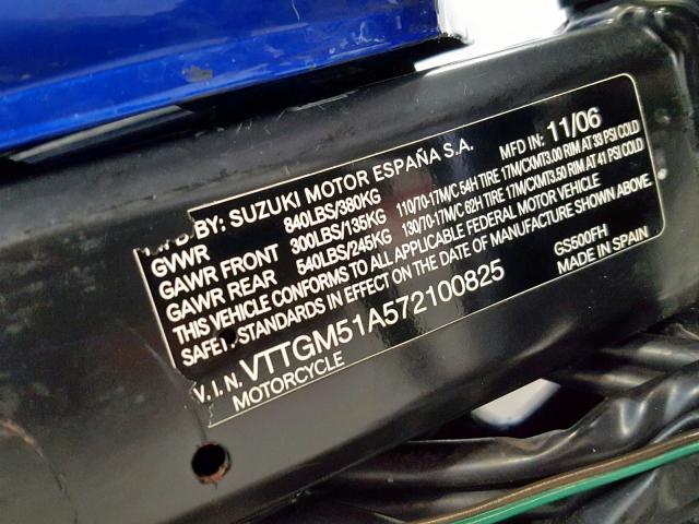 VTTGM51A572100825 - 2007 SUZUKI GS500 BLUE photo 20