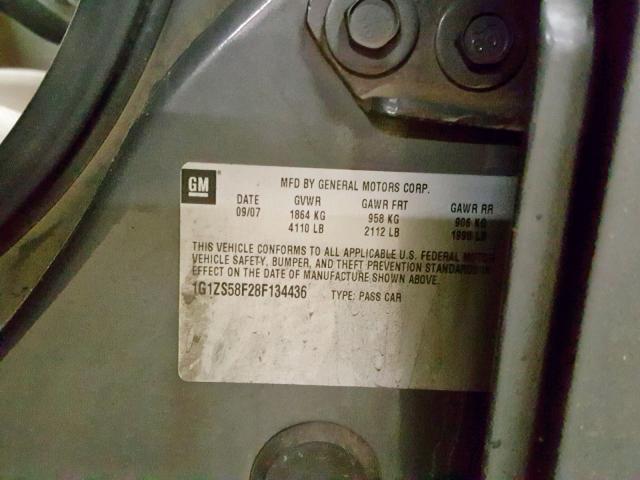 1G1ZS58F28F134436 - 2008 CHEVROLET MALIBU LS 灰色 照片 10