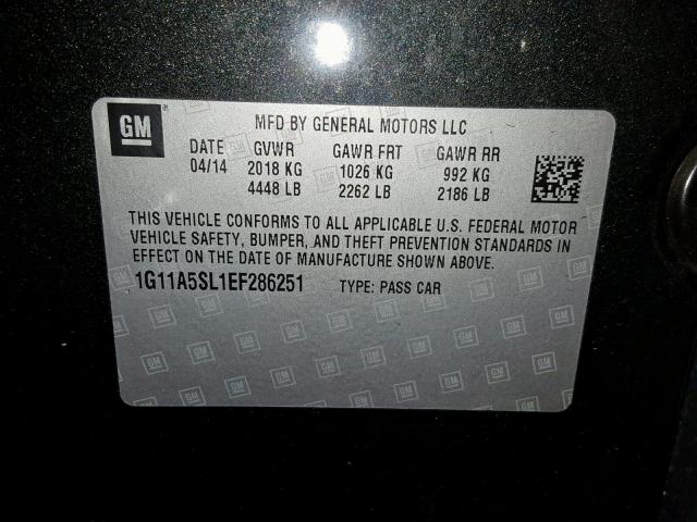 1G11A5SL1EF286251 - 2014 CHEVROLET MALIBU LS გრაფიტი ფოტო 10