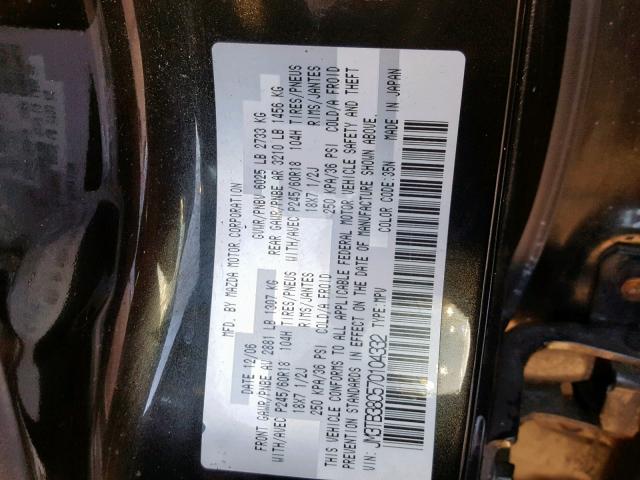 JM3TB38C570104332 - 2007 MAZDA CX-9 BLACK photo 10