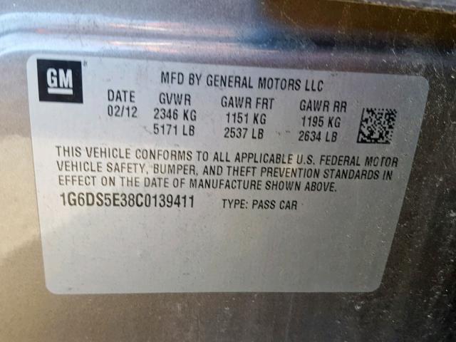 1G6DS5E38C0139411 - 2012 CADILLAC CTS PREMIU GRAY photo 10