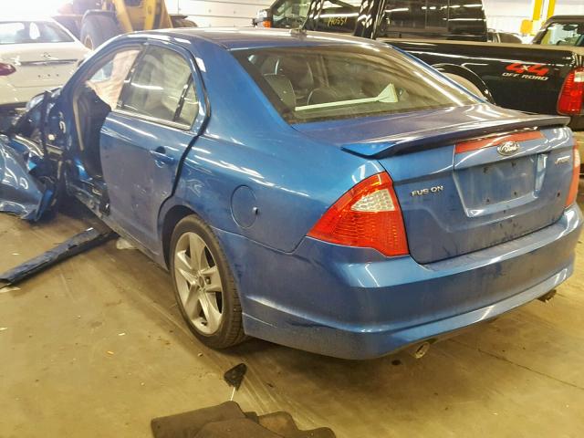 3FAHP0KC0CR230752 - 2012 FORD FUSION SPO BLUE photo 3