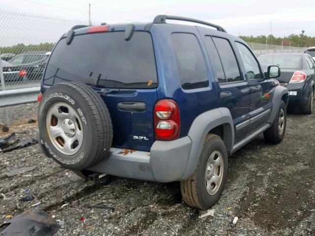 1J4GL48K45W679899 - 2005 JEEP LIBERTY SP BLUE photo 4