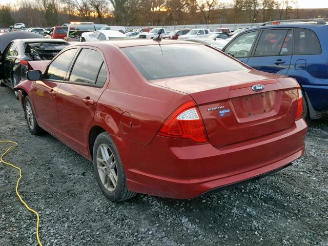 3FAHP0GA7AR221079 - 2010 FORD FUSION S RED photo 3