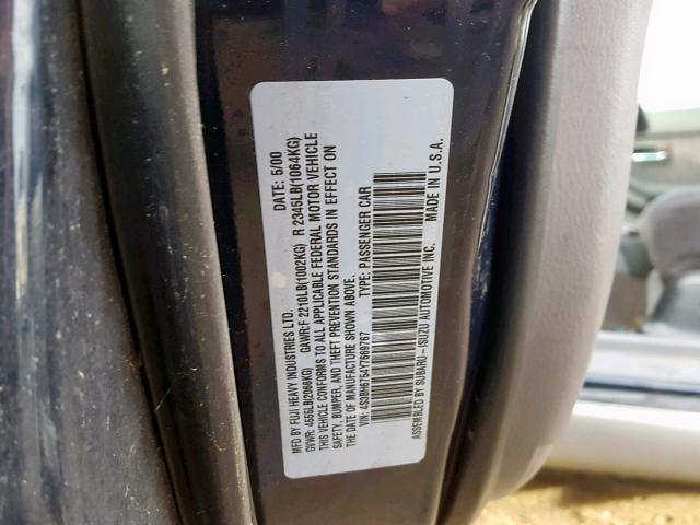 4S3BH6754Y7669767 - 2000 SUBARU LEGACY OUT TWO TONE photo 10