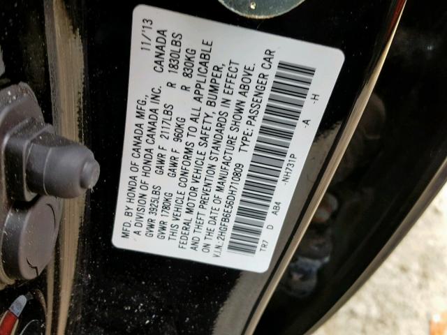 2HGFB6E56DH710809 - 2013 HONDA CIVIC SI BLACK photo 10