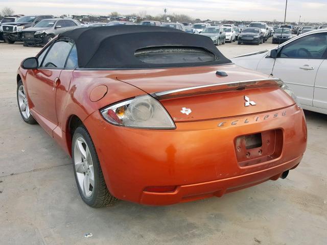 4A3AL25F08E037436 - 2008 MITSUBISHI ECLIPSE SP ORANGE photo 3