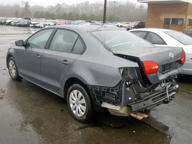 3VW2K7AJ2BM380846 - 2011 VOLKSWAGEN JETTA BASE SILVER photo 3