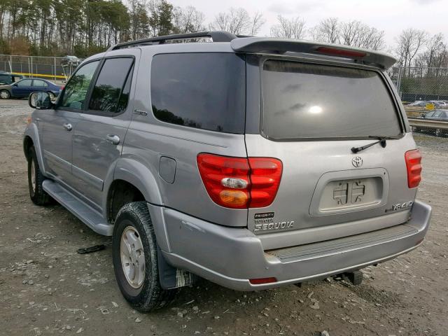 5TDBT48A02S102273 - 2002 TOYOTA SEQUOIA LI SILVER photo 3