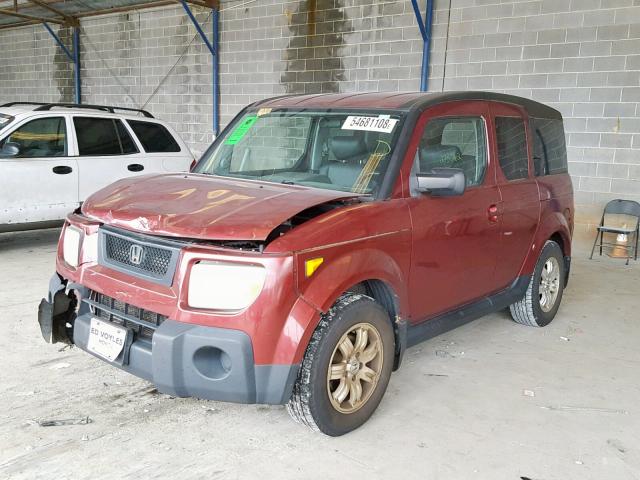 5J6YH287X6L000579 - 2006 HONDA ELEMENT EX BURGUNDY photo 2