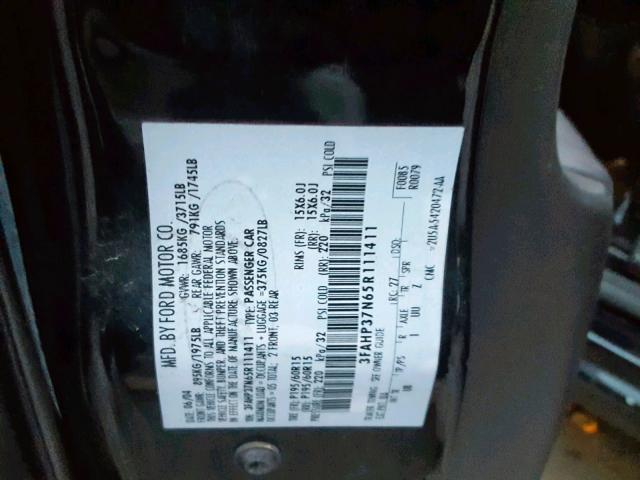 3FAHP37N65R111411 - 2005 FORD FOCUS ZX5 BLACK photo 10