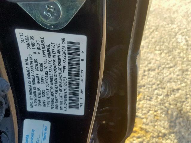 2HGFB2F97FH536763 - 2015 HONDA CIVIC EXL BLACK photo 10