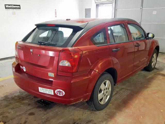 1B3HB28B27D373950 - 2007 DODGE CALIBER RED photo 4