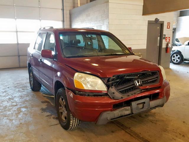 5FNYF18574B001046 - 2004 HONDA PILOT EXL BURGUNDY photo 1