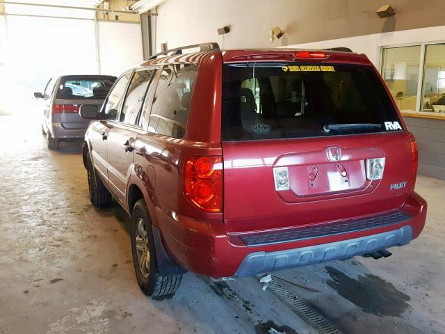 5FNYF18574B001046 - 2004 HONDA PILOT EXL BURGUNDY photo 3