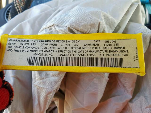 3VWRW31C36M421326 - 2006 VOLKSWAGEN NEW BEETLE Creme Foto 10