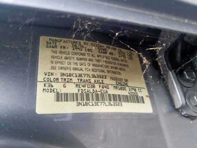 3N1BC13E77L363523 - 2007 NISSAN VERSA S SILVER photo 10