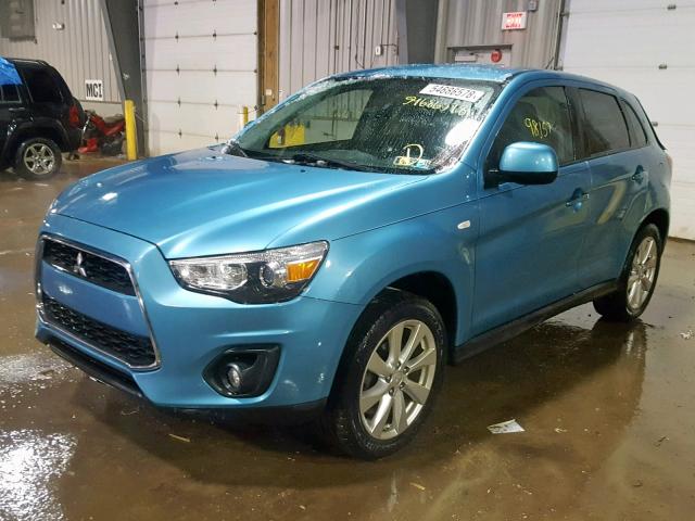 4A4AR3AU9EE030274 - 2014 MITSUBISHI OUTLANDER BLUE photo 2