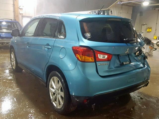 4A4AR3AU9EE030274 - 2014 MITSUBISHI OUTLANDER BLUE photo 3