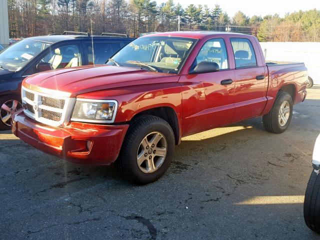 1D7CW3GK7AS202799 - 2010 DODGE DAKOTA SXT RED photo 2