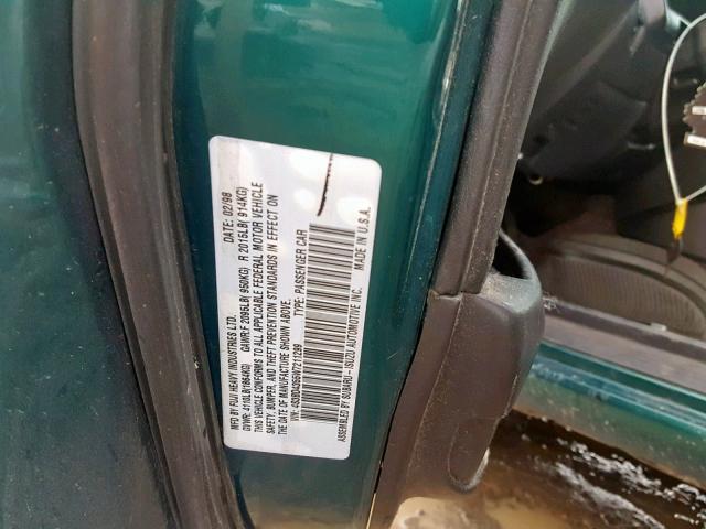 4S3BD4355W7211299 - 1998 SUBARU LEGACY L GREEN photo 10