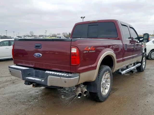 1FTSW31R98EA60430 - 2008 FORD F350 SRW S RED photo 4